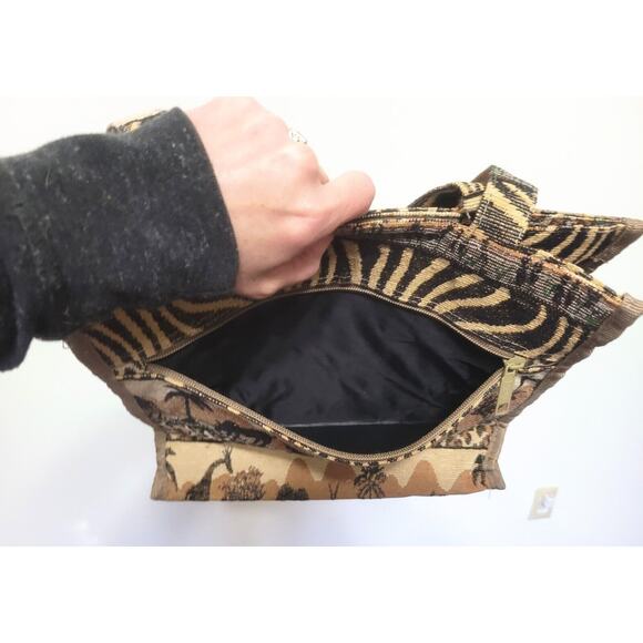 JADE African Safari Print Tapestry Tote Shoulder Bag W/ Coin Bag Shopping Travel - Picture 12 of 13